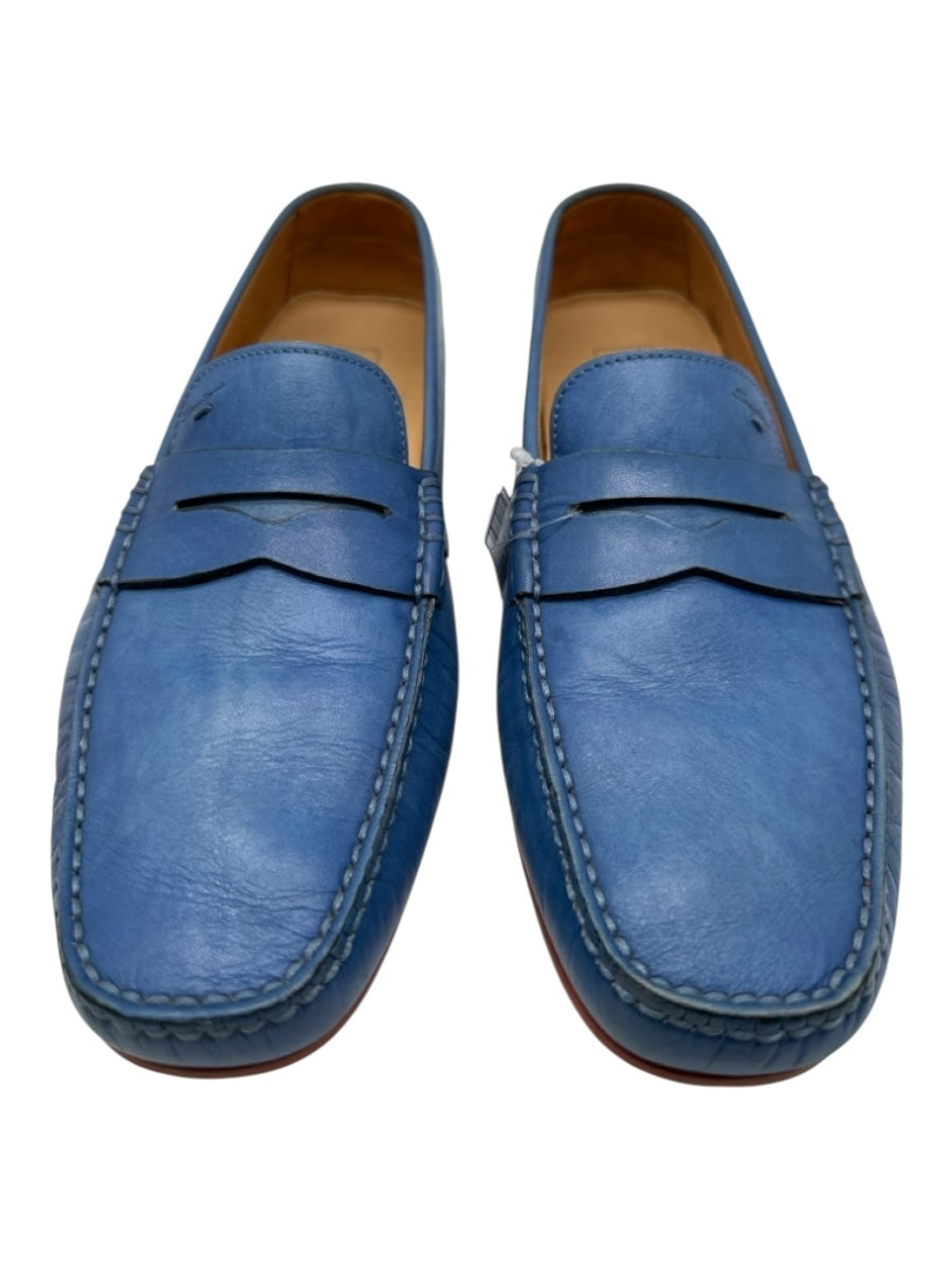 Santoni Shoe Size 11 Blue Leather Solid Dress Men's Shoes