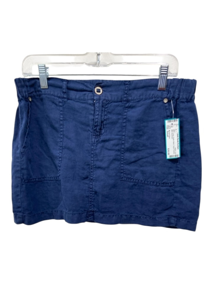 Michael Stars Size Small Blue Linen Elastic Waist Cargo Pockets Mini Skirt