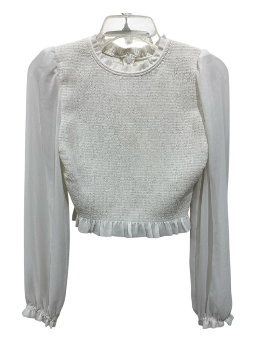 Wilfred Size Small Ivory White Polyester Long puff sleeve smocked Ruffle Top