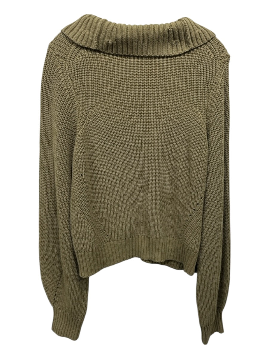 L'Academie Size XL Green Cotton & Acrylic Turtle Neck Long Sleeve Crop Sweater