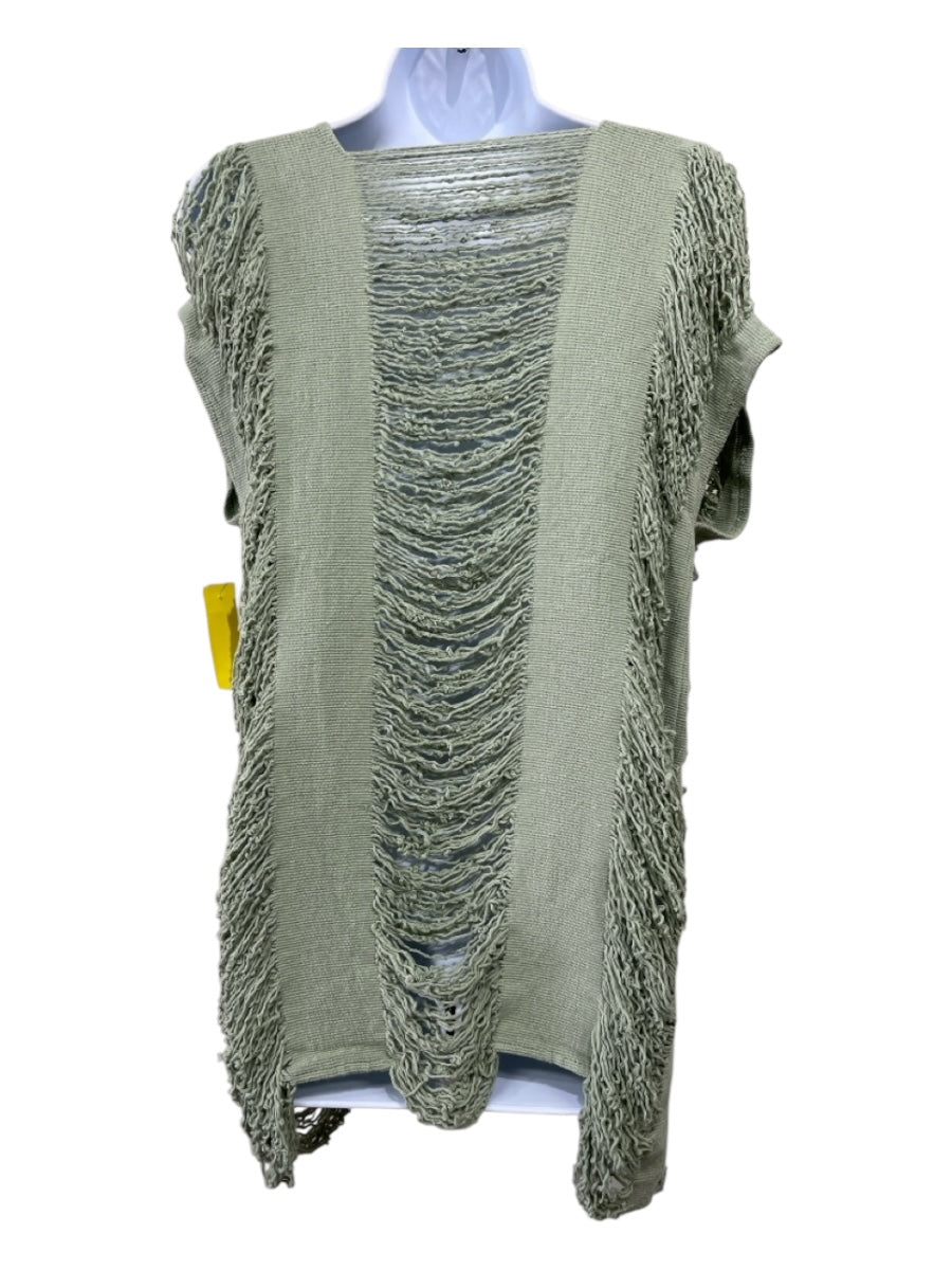 Mare Mio Size Est S Green Cotton Sleeveless Midi distressed Top