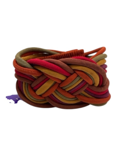 No Brand Orange & Multi Synthetic Braided Hook Buckle Stretch Belts