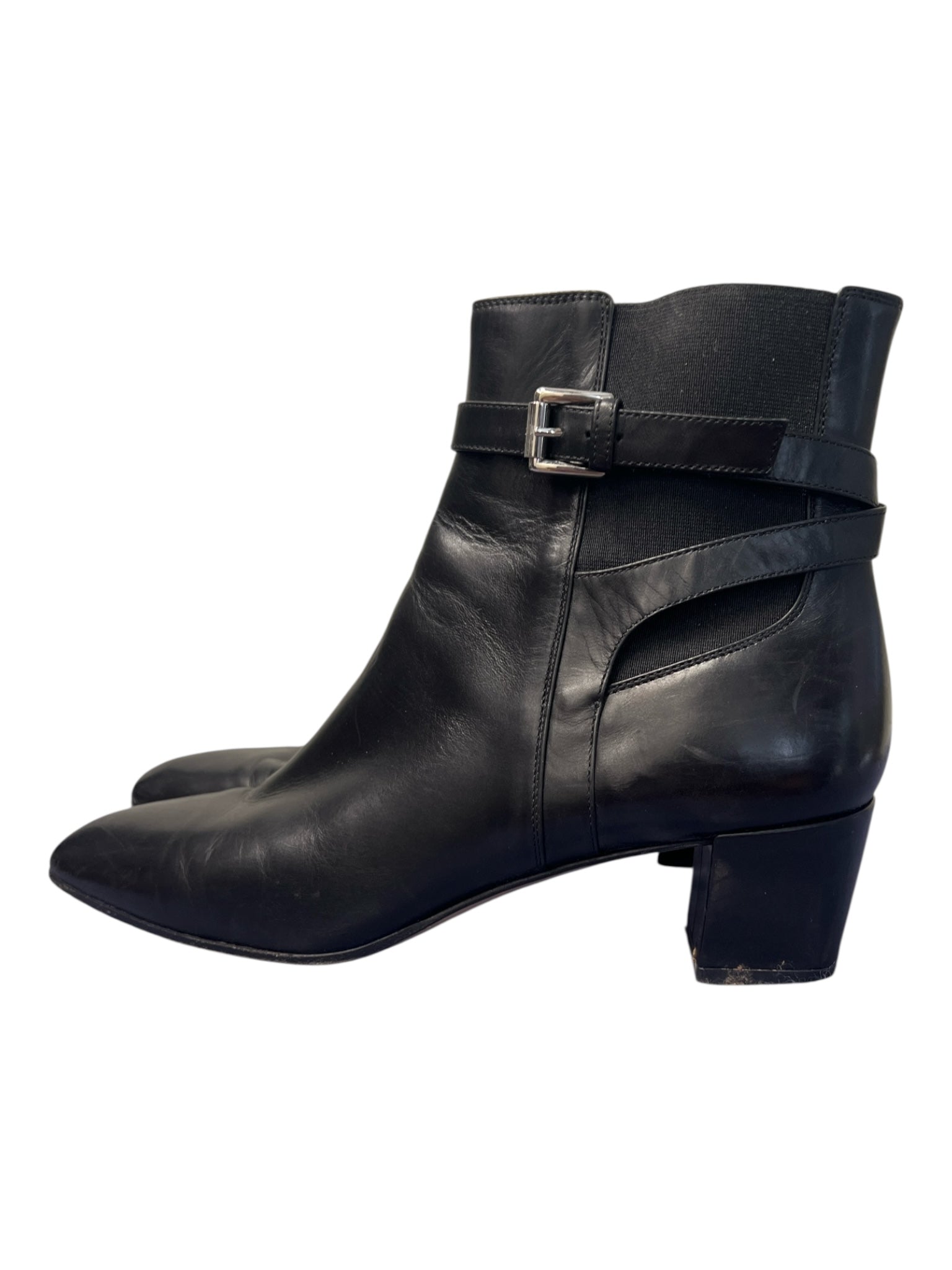 Gianvito Rossi Shoe Size 9 Black Leather Above Ankle Stretch Panels Booties
