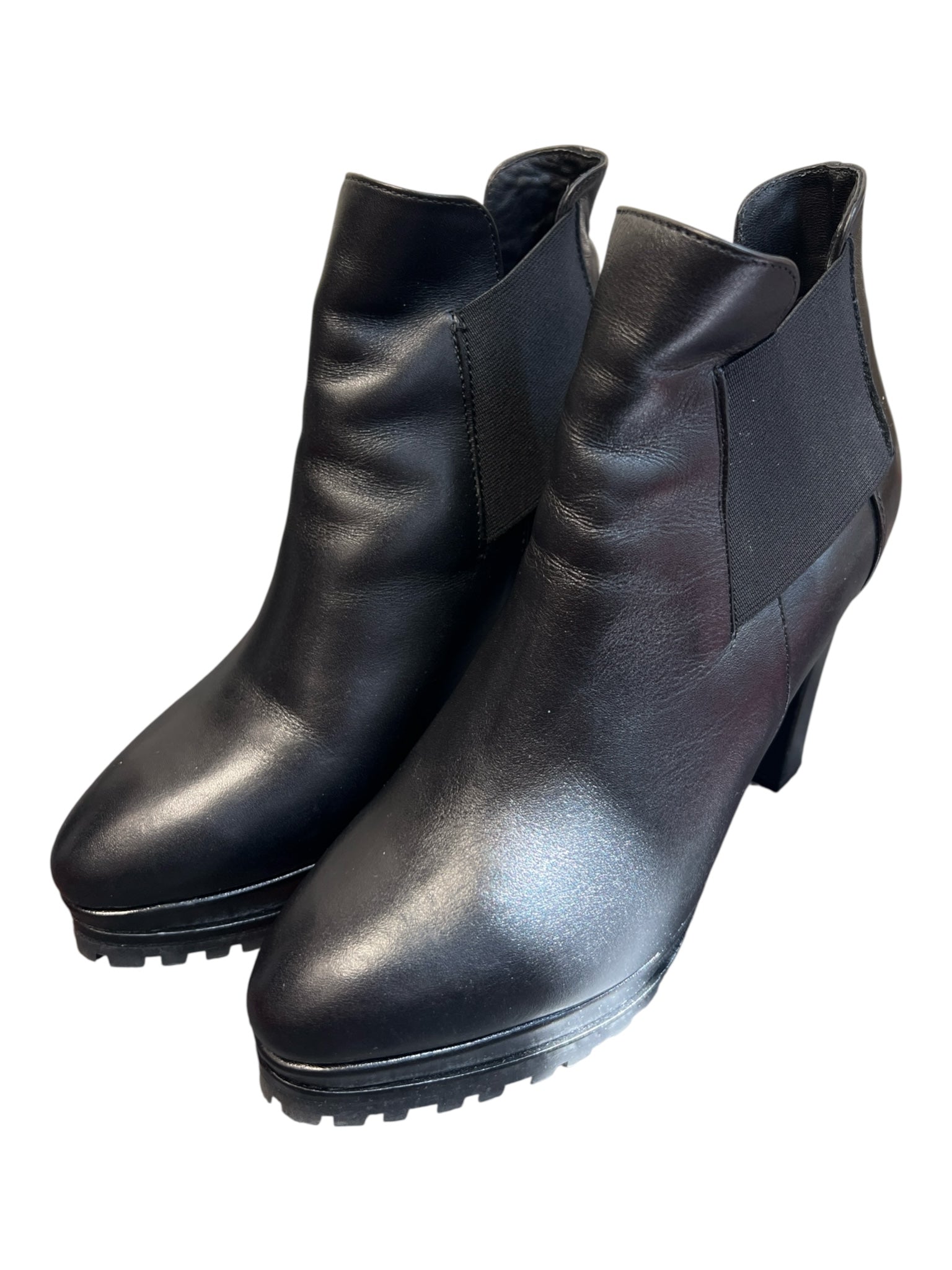 All Saints Shoe Size 6 Black Leather Almond Toe Elastic Paneling Booties