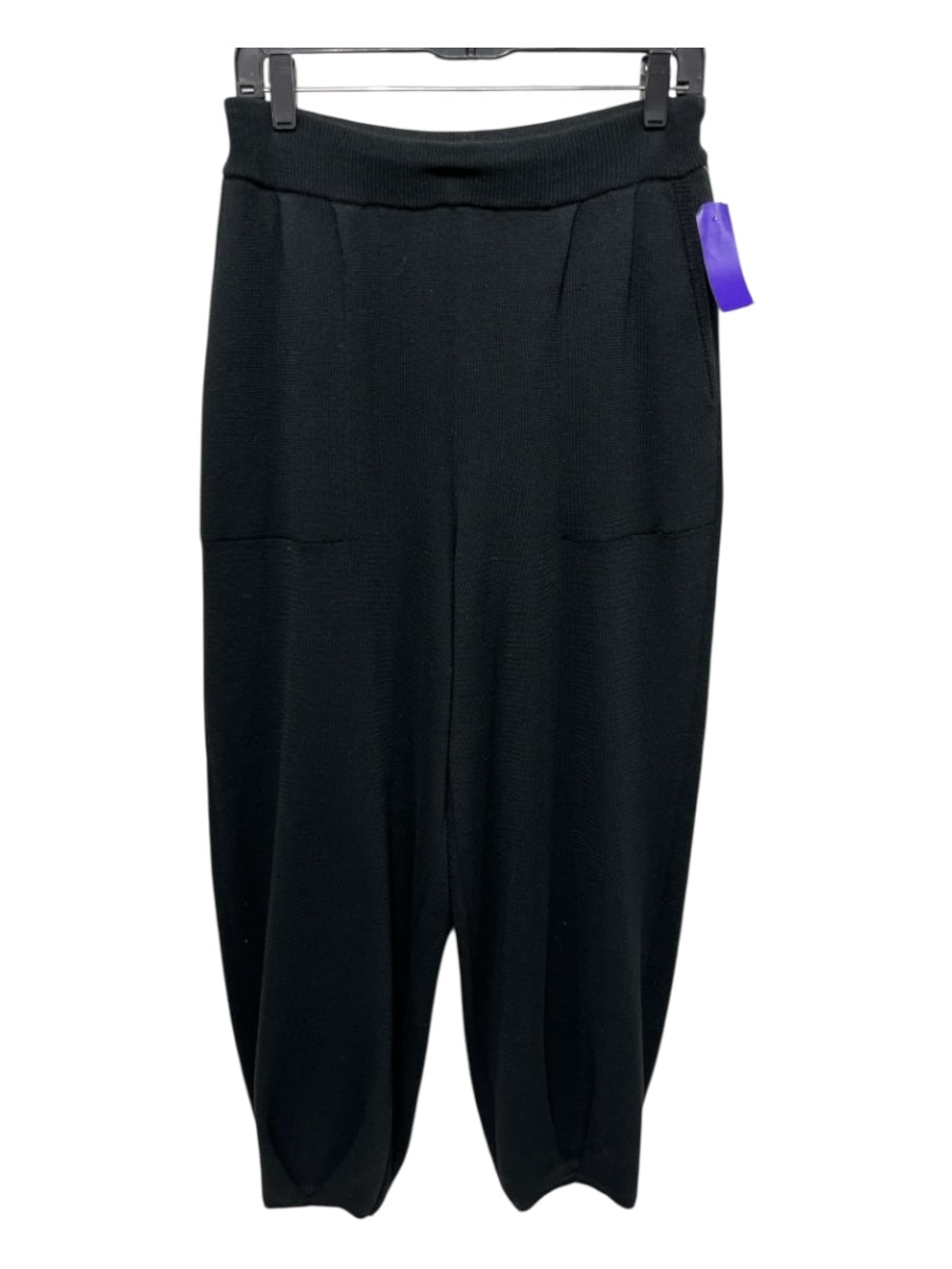 FP Beach Size L Black Polyester Blend Knife Pleats Wide Leg Pull On Barrel Pants