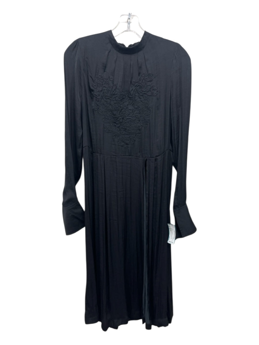 Free People Size XS Black Polyester Long Sleeve Embroider Detailing Tunic Dress