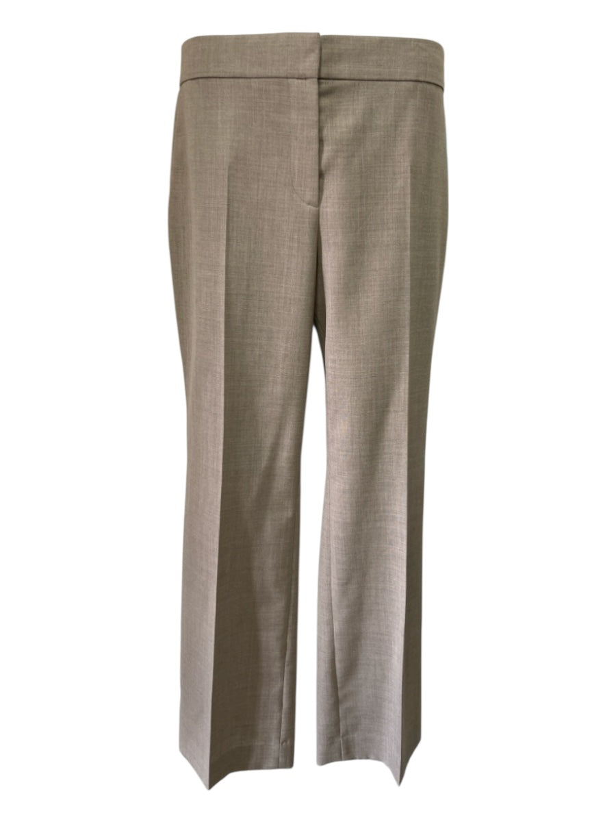 The Row Size 10 Taupe Beige Wool Blend Mid Rise Twill Pockets Straight Leg Pants