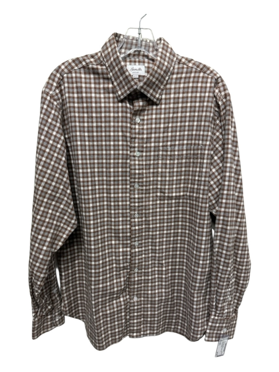 Hamilton Size Est L Brown & Multi Plaid Button Down Men's Long Sleeve Shirt