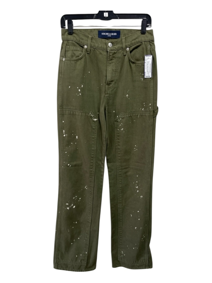 Veronica Beard Jeans Size 26 Olive Green Cotton Denim High Rise Wide Leg Jeans