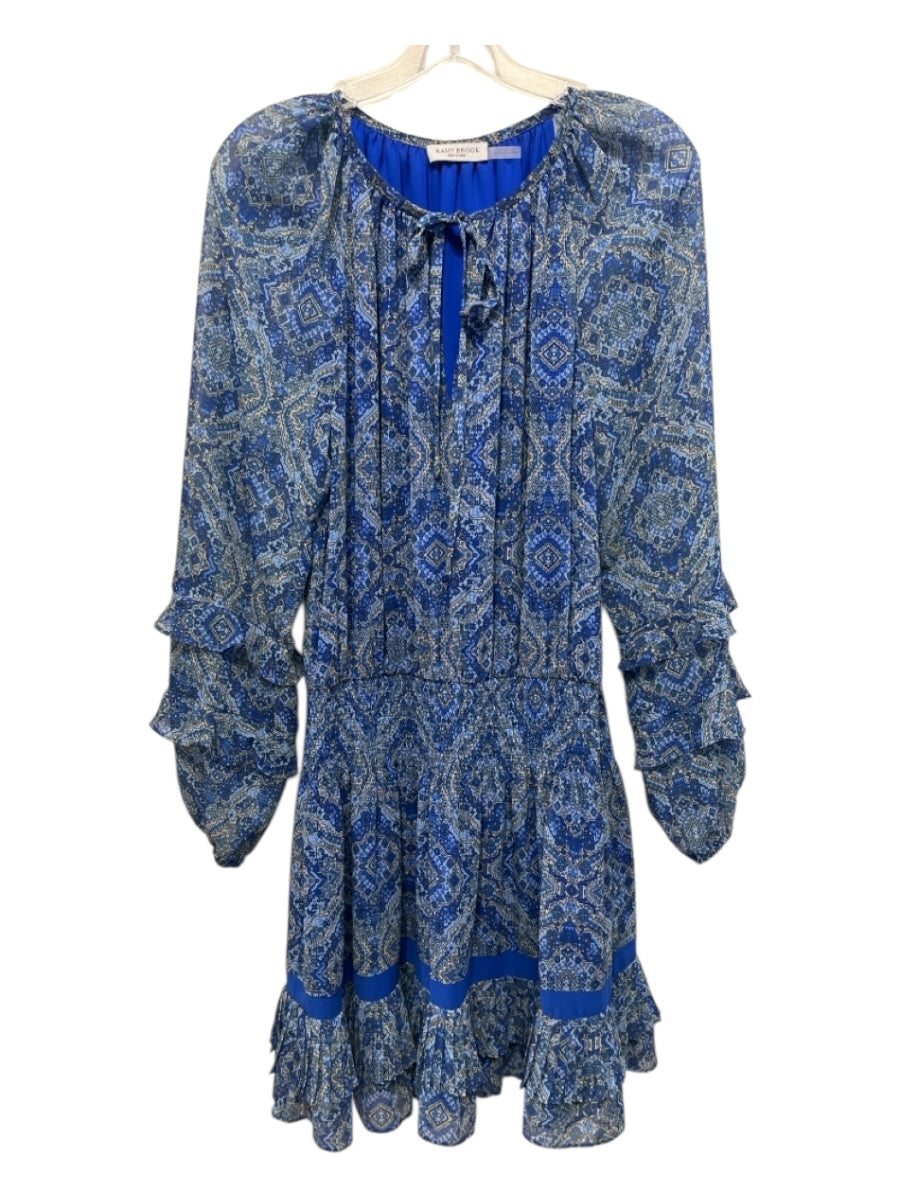 Ramy Brook Size Large Blue, Light Blue & White Polyester Abstract Print Dress