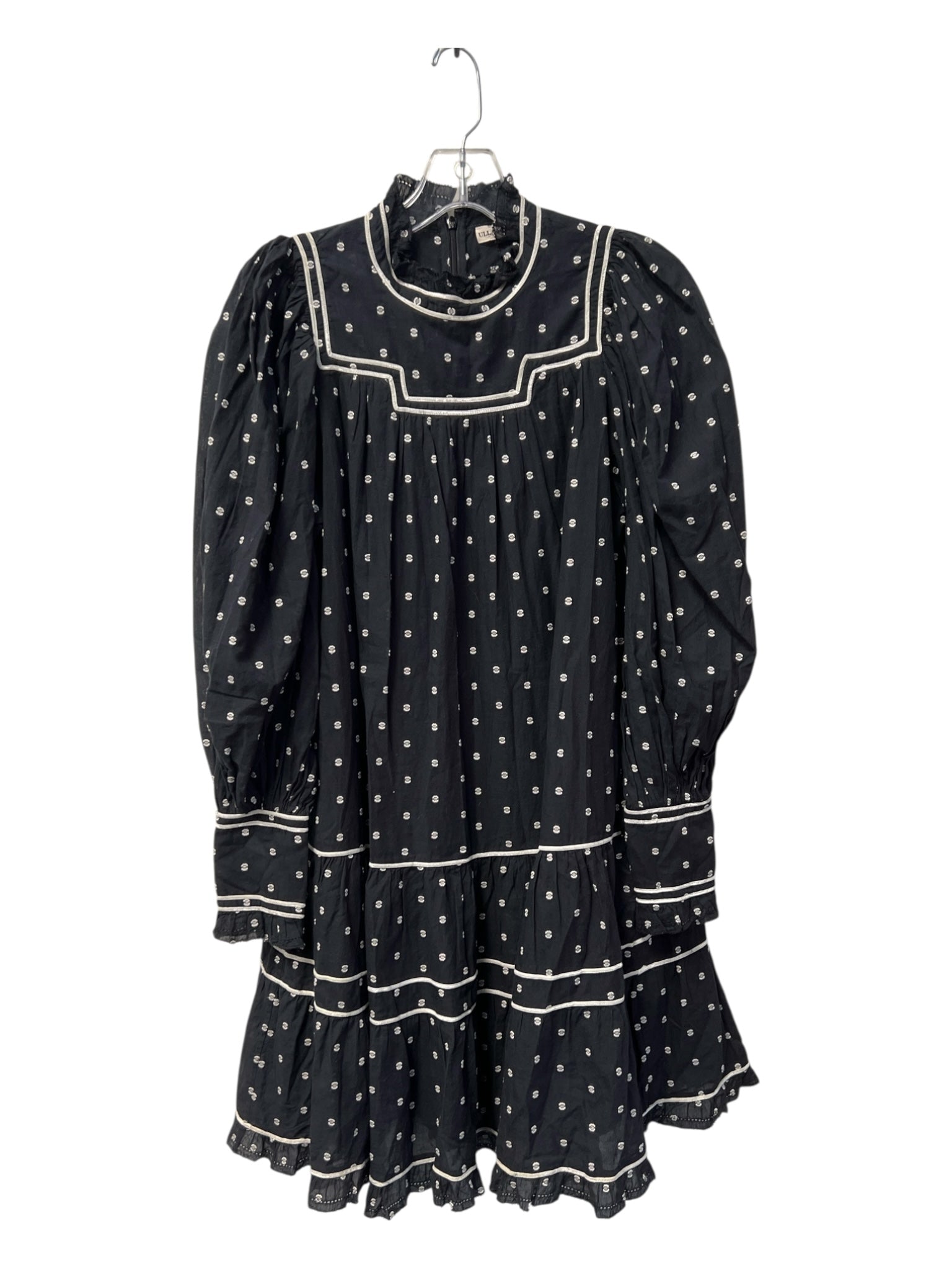 Ulla Johnson Size 4 Black & White Cotton All Over Print Long Sleeve Lined Dress