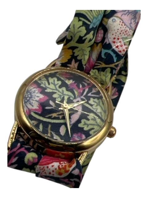 Liberty Gold & Multi Cotton Blend Tie Floral Watches