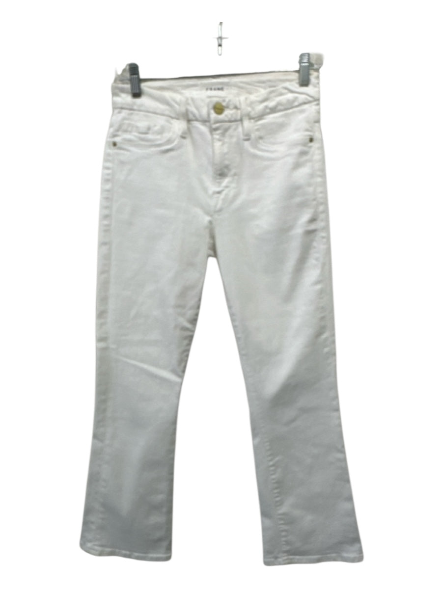 Frame Size 27 White Cotton & Polyester Zip Fly Jeans