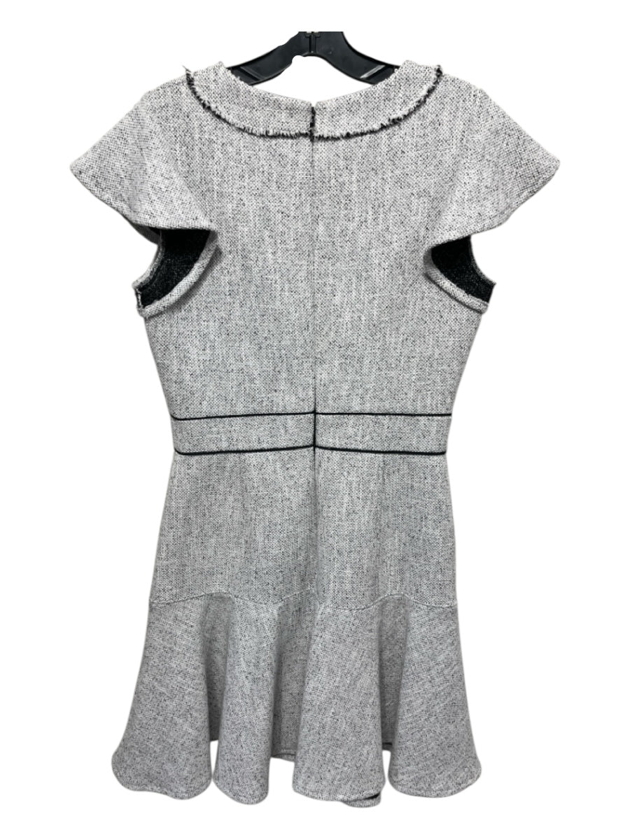 Shoshanna Size 2 White & Black Cotton Blend Tweed Quarter Button Dress