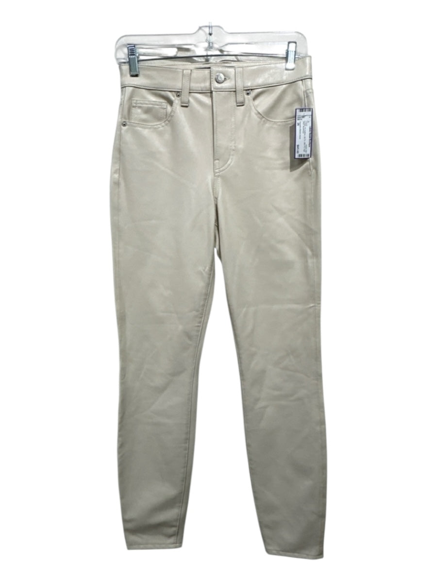 Veronica Beard Jeans Size 26 Cream PU leather Zip Fly Slim Fit High Rise Pants