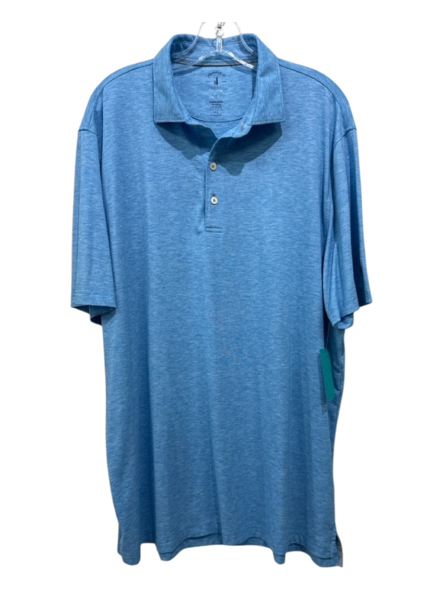 Johnnie O Size XL Blue Polyester Polo Men's Short Sleeve