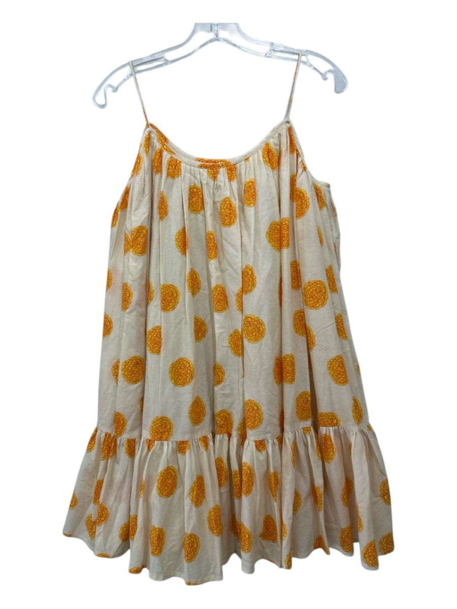 Rhode Resort Size XS butter yellow & orange Cotton Braided Belt carnations Dress