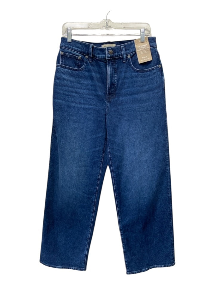 Madewell Size 28 Dark Wash Cotton Blend High Rise Whiskering Wide Leg Jeans