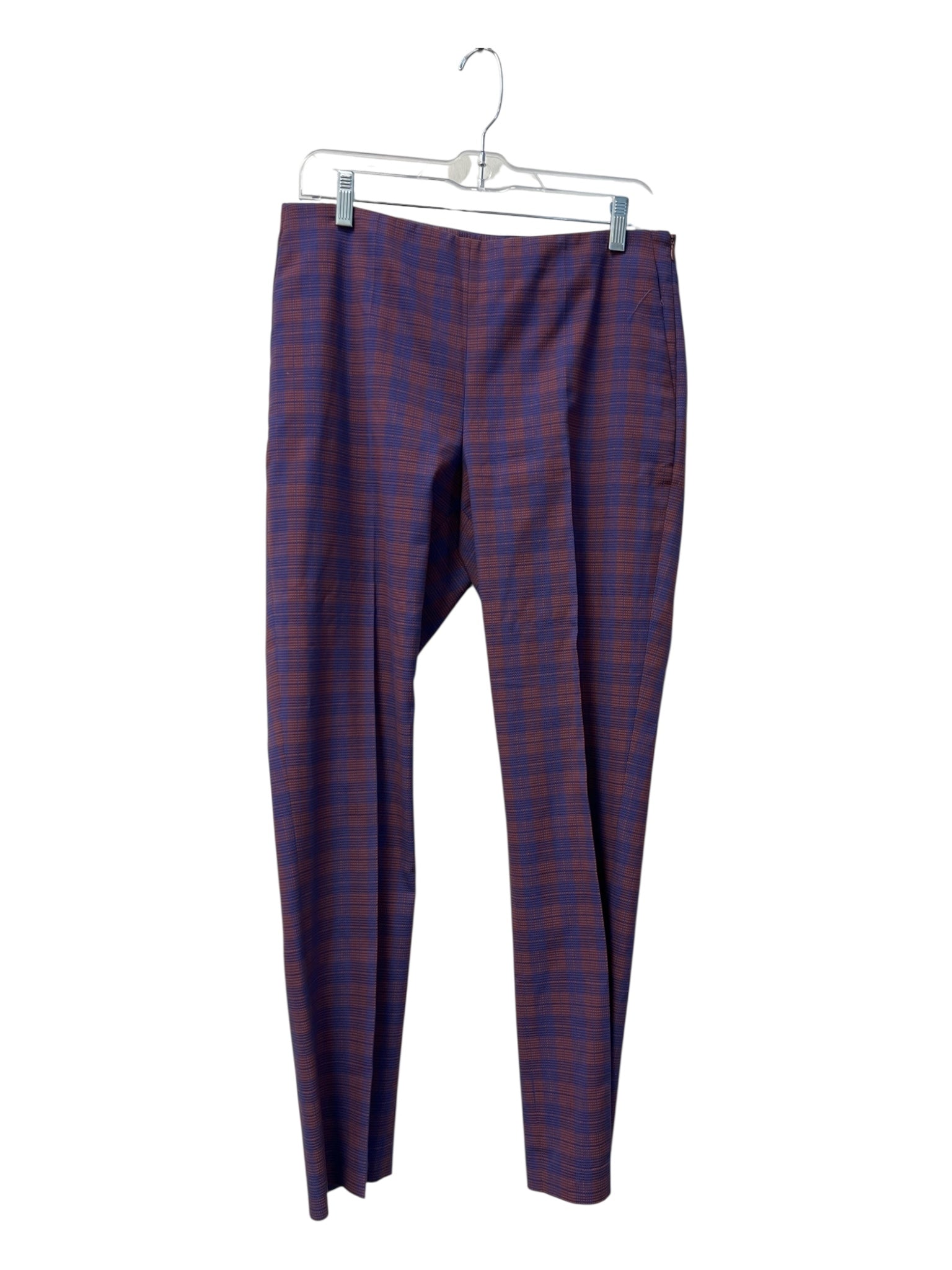 Boss Hugo Boss Size 6 Purple & Copper Cotton Blend Flat Front Side Zip Pants