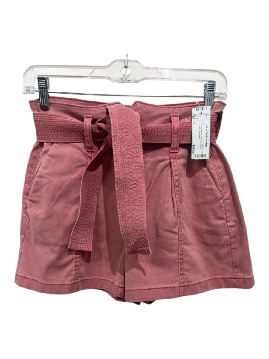 Paige Size 26 Pink Lyocell blend High Rise Zip & Button Sash Shorts