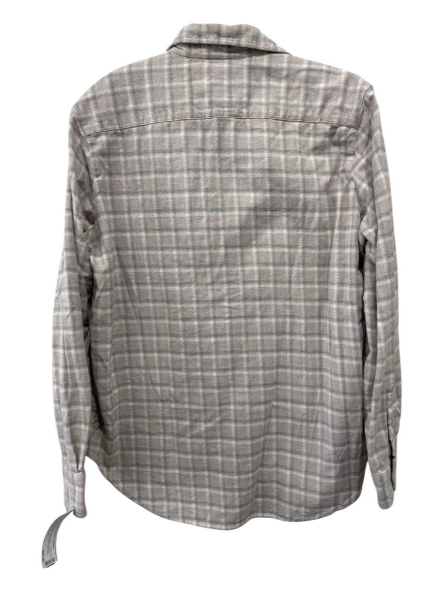 Frank & Eileen Size S Taupe, Beige, Gray Cotton Flannel Plaid Button Top