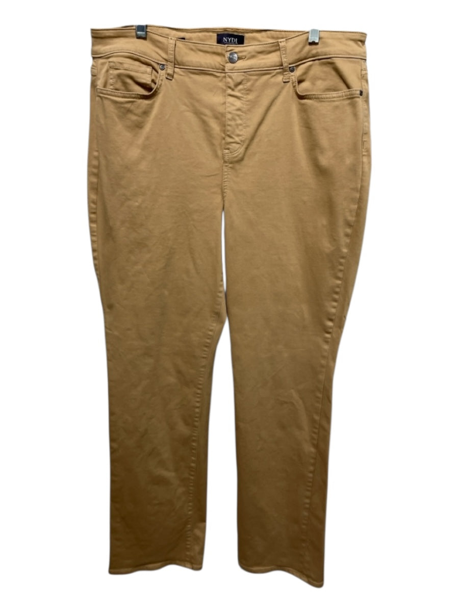 NYDJ Size 16 Tan Cotton Blend Twill Mid Rise Zip & Button Straight Leg Pants