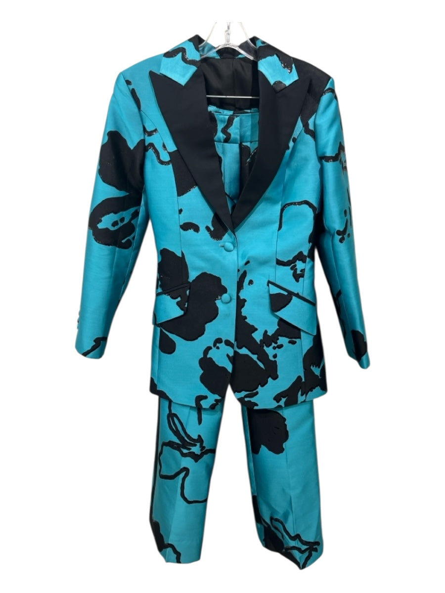 Grayscale Size XS/S Turquoise & Black No Fabric Tag Blazer Mid Rise Pant Set