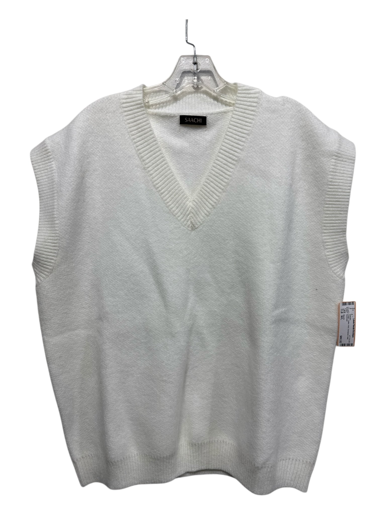 Saachi Size M/L Cream Cotton Knit Oversized Vest Sweater