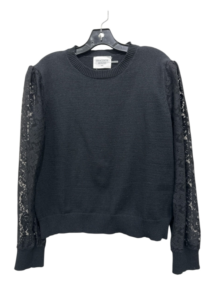 Hyacinth House Size XXL Black Polyester Floral Detail Sheer Long Sleeve Knit Top