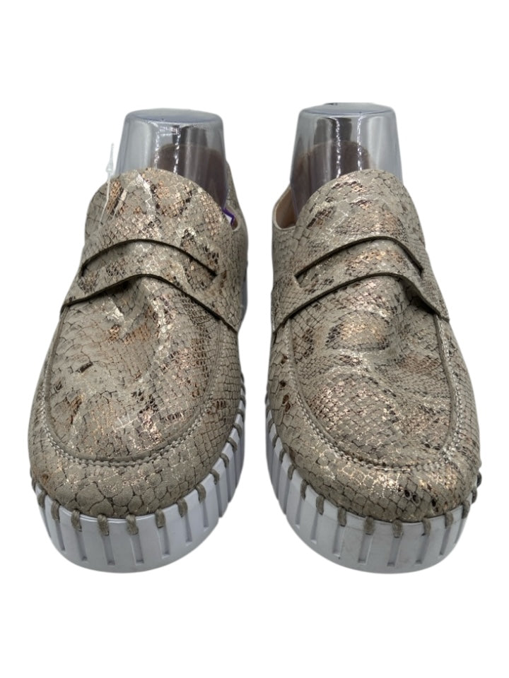 Ilse Jacobsen Shoe Size 41 White, Beige, Gold Snake Skin Rubber Sole Shoes