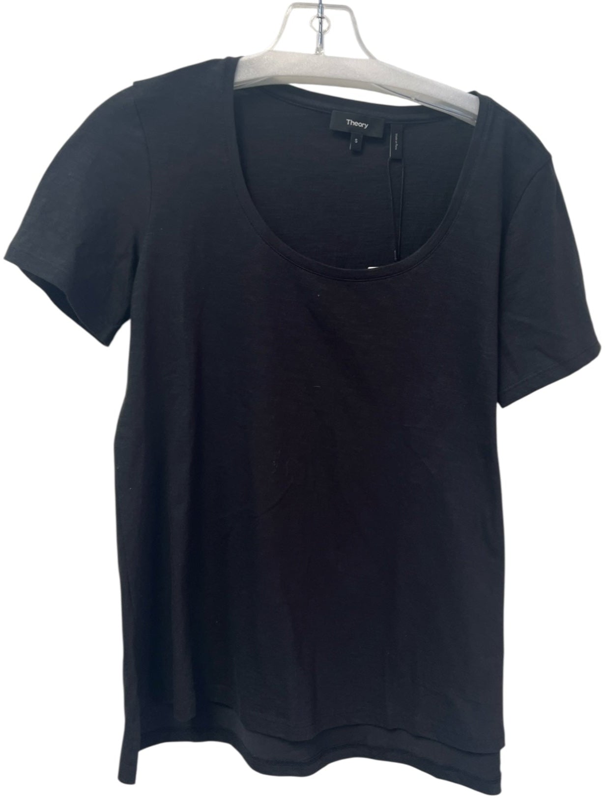 Theory Size Small Black Cotton Short Sleeve Scoop Neck T Shirt Top