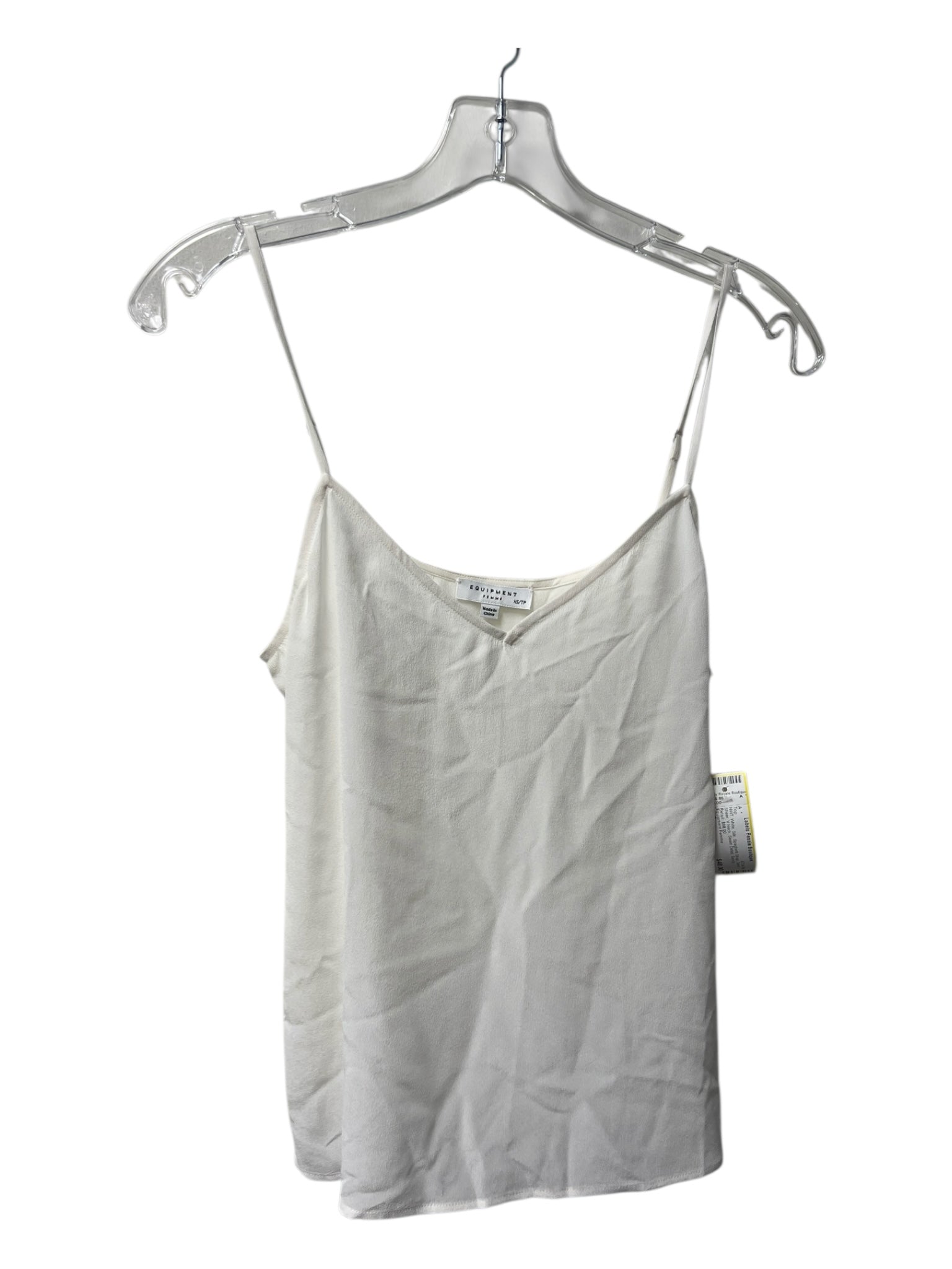 Equipment Femme Size XS White Silk Spaghetti Strap Semi Sheer V Neck Top