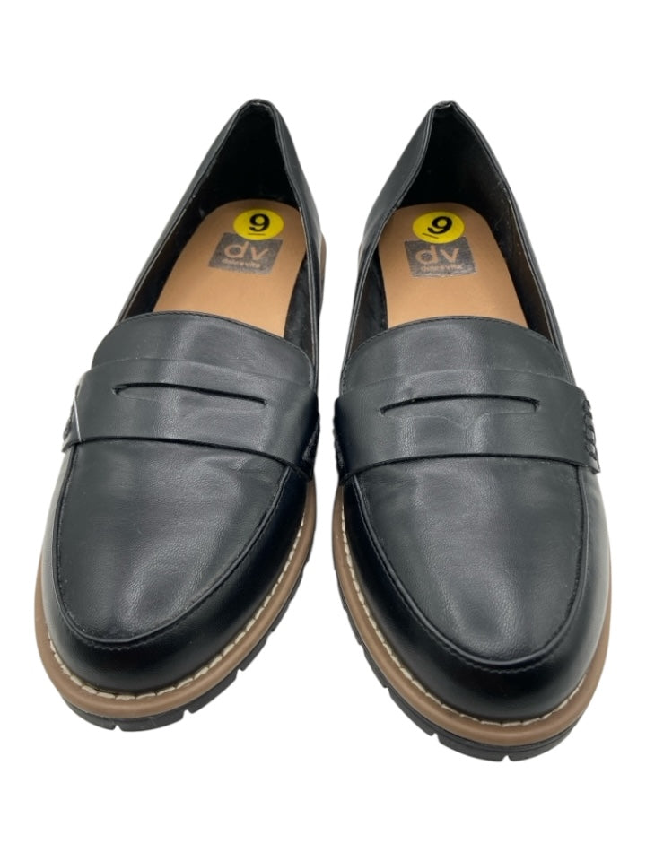 Dolce Vita Shoe Size 9 Black Leather Slip On Loafers