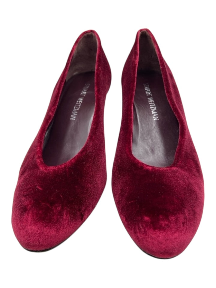 Stuart Weitzman Shoe Size 9 Red Suede Almond Toe Heel Pumps