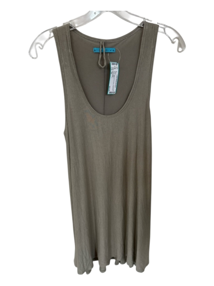 Alice & Olivia Size XS Taupe Viscose Blend Sleeveless A Line Dress