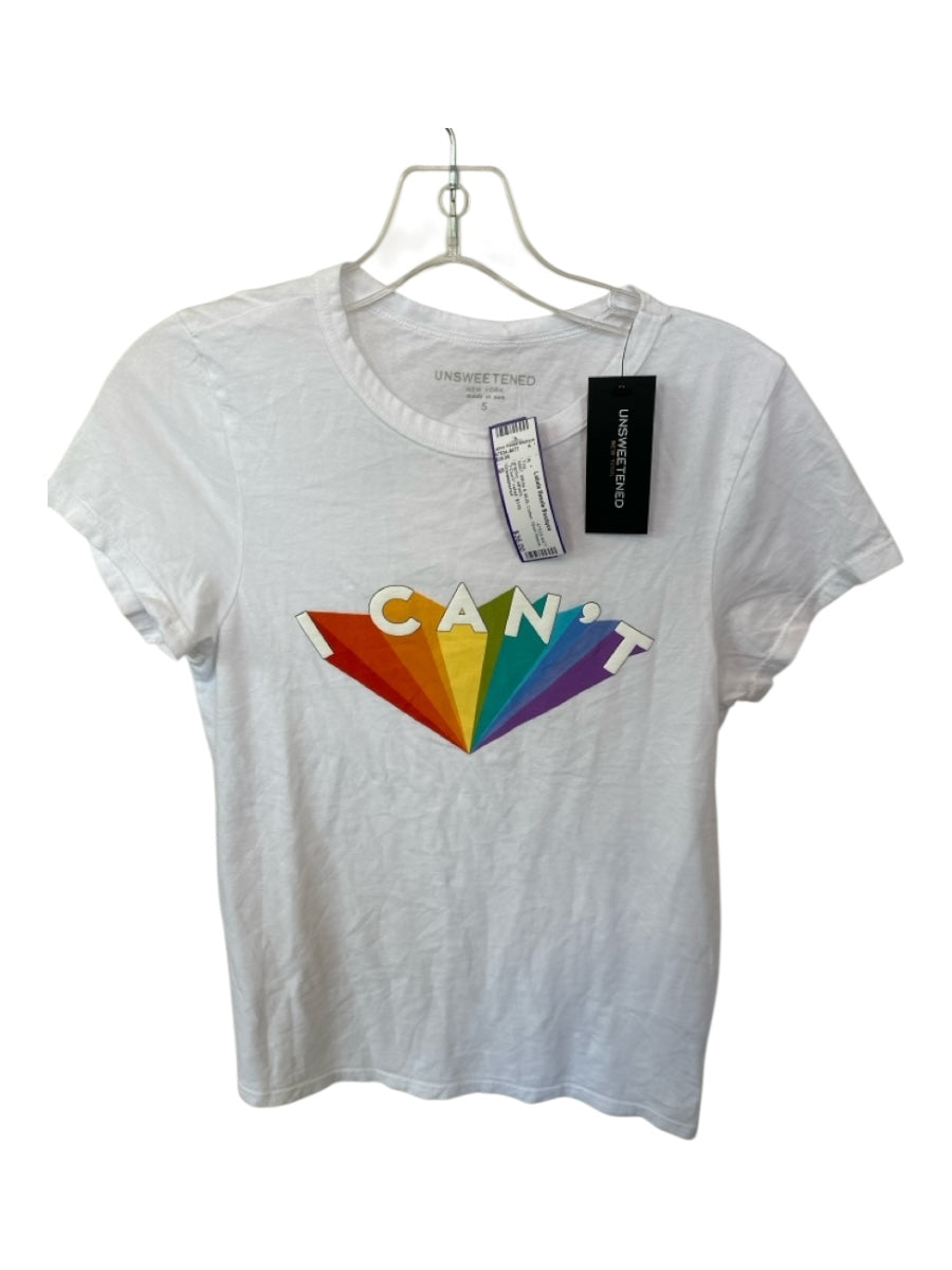 Unsweetened Size S White & Multi Cotton Short Sleeve graphic Top