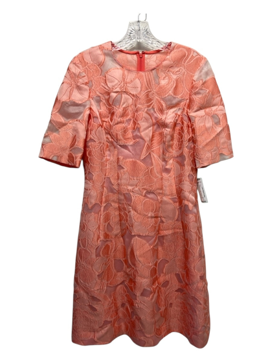 Lela Rose Size 6 Creamsicle Orange Polyester & Silk Jacquard Floral Dress