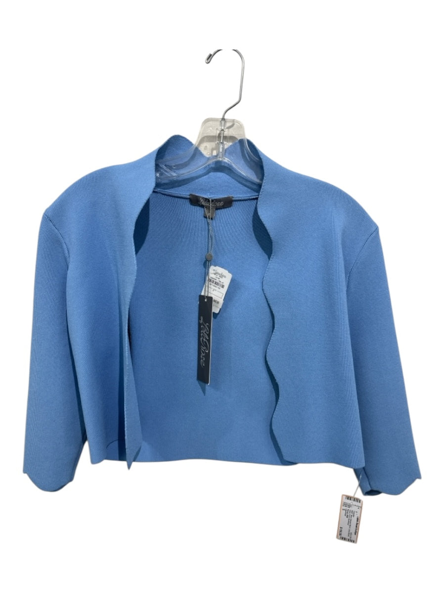 Lela Rose Size S Blue Viscose Blend Long Sleeve Open Front Sweater