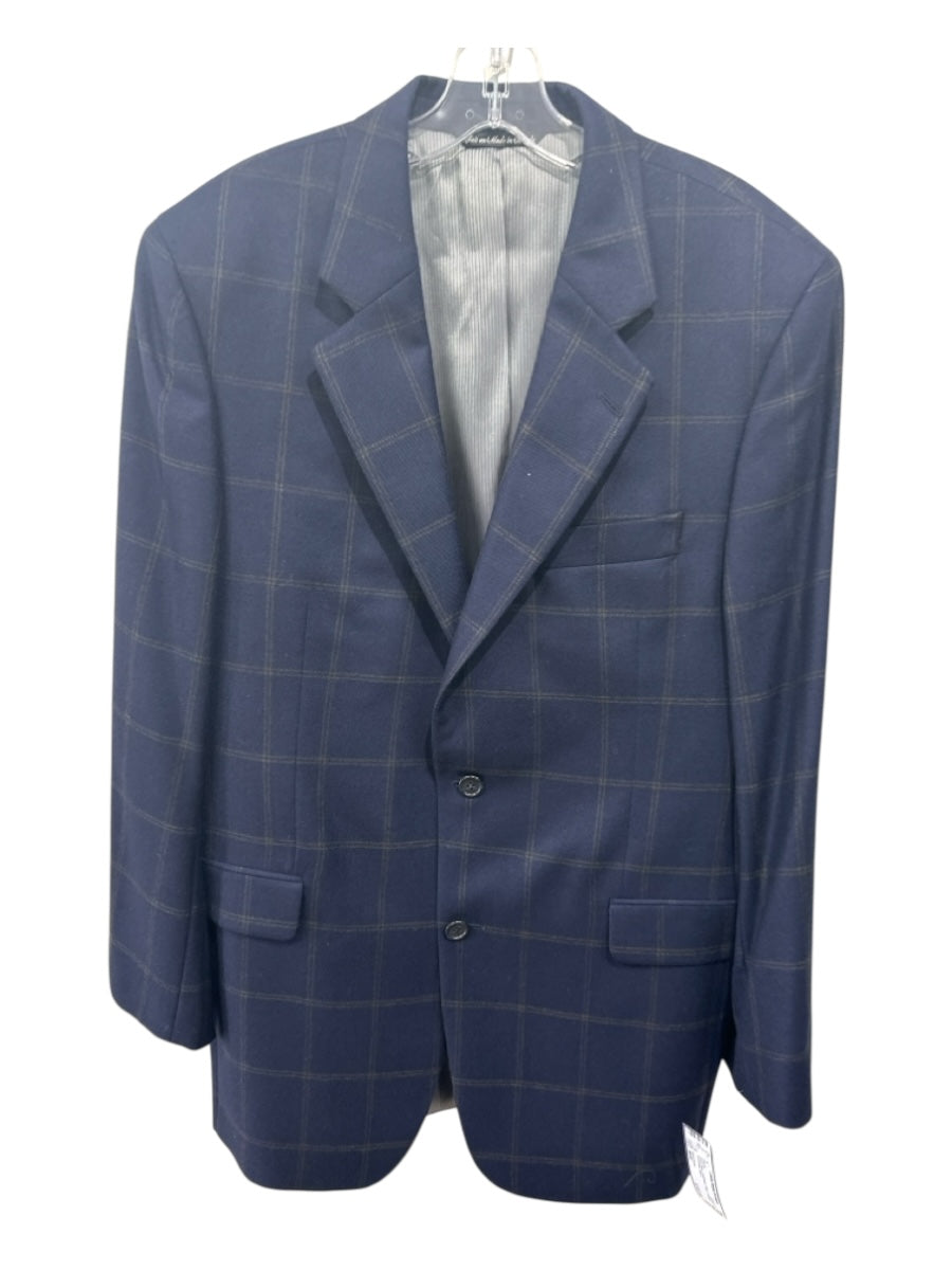 Jack Victor Navy Blue Cashmere Plaid 2 Button Men's Blazer