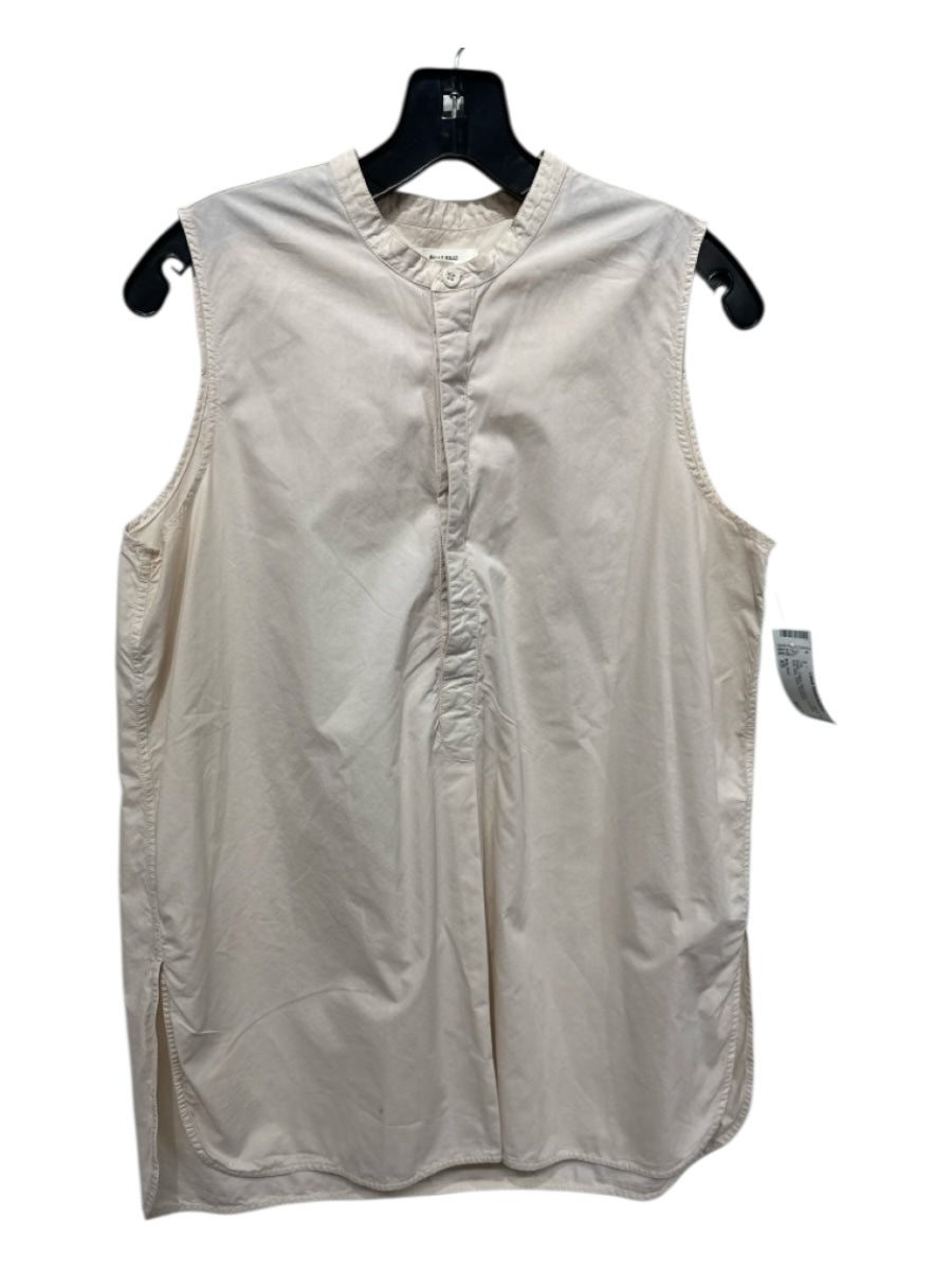 Billy Reid Size XS Beige Cotton Sleeveless 1/4 Button Side Slits Tunic Top