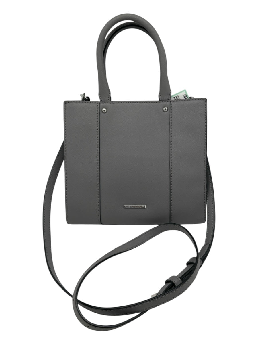 Rebecca Minkoff Light Gray Leather Silver Hardware Textured Crossbody Strap Bag