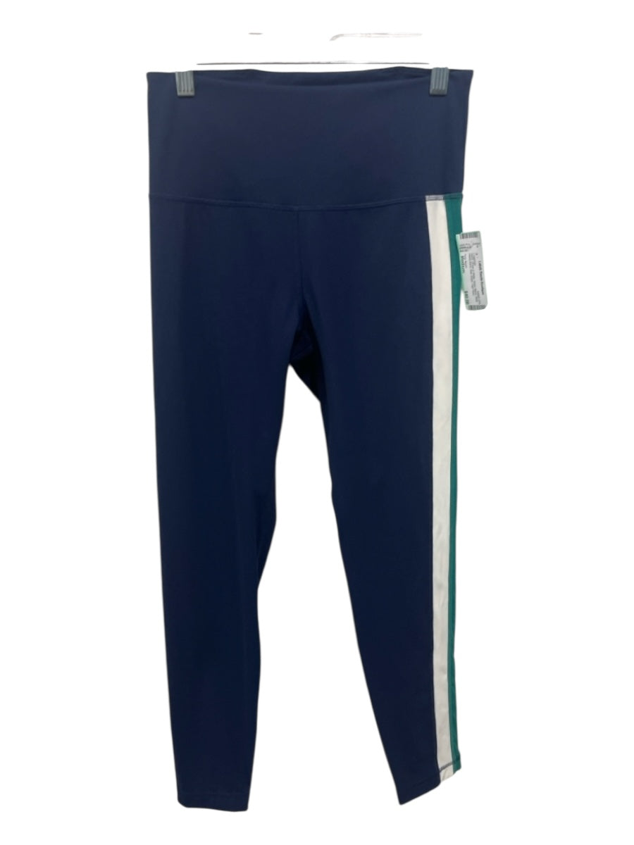Tory Sport Size Medium Navy, Green & White Nylon Blend Wide Waist Band Leggings