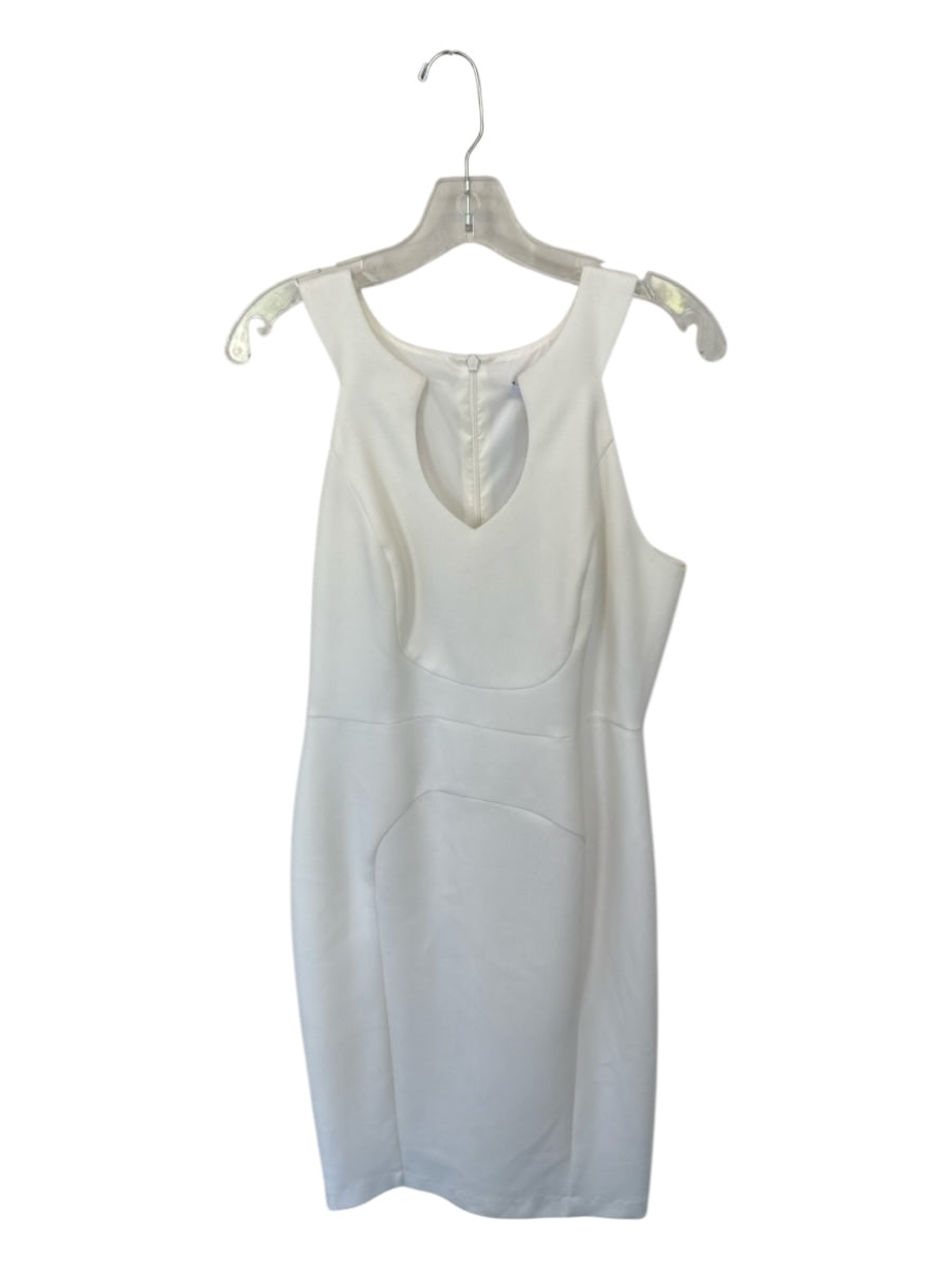 Black Halo Size 10 White Polyamid Sleeveless Back Zip Midi Dress