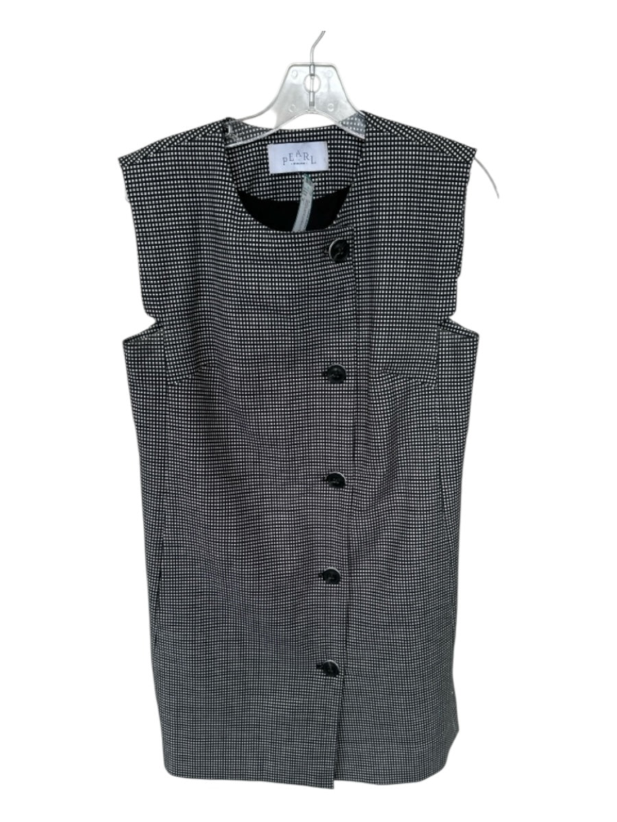 Pearl Size 6 Black & White Cotton Cap Sleeve Checkered Front Button Dress