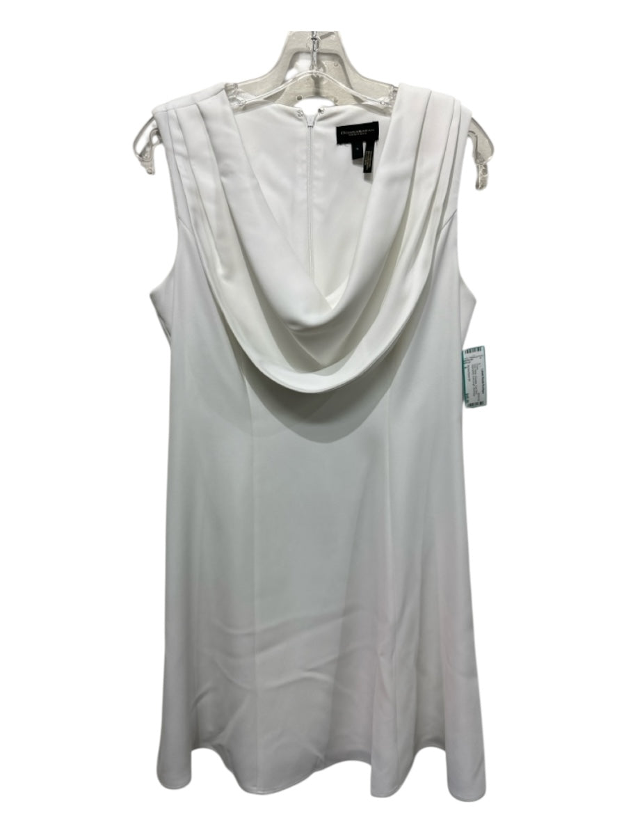 Donna Karan NY Size 6 Ivory White Polyester Cowl Neck Sleeveless Dress