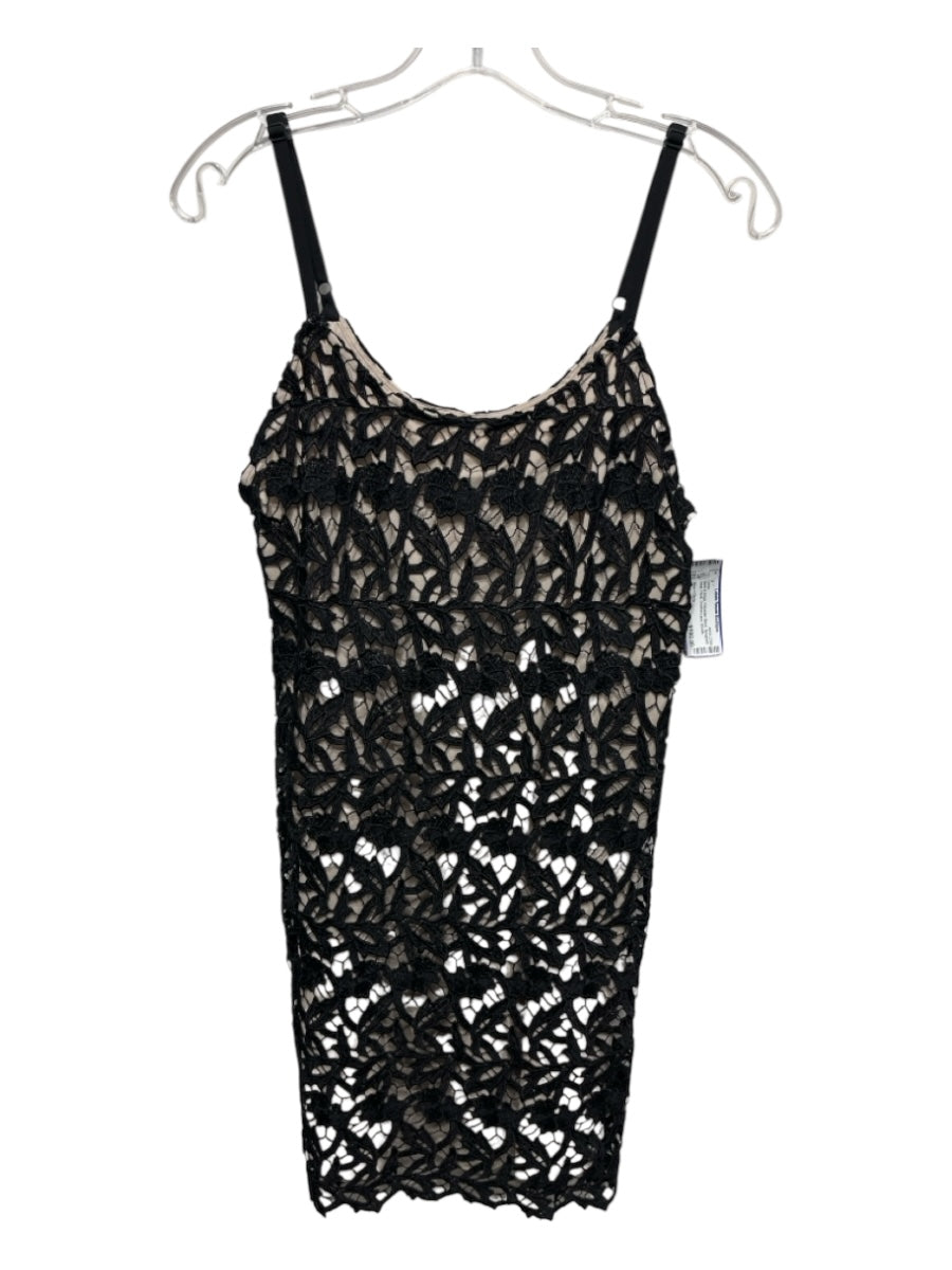 Alice + Olivia Size Small Black & Beige Polyester Blend Spaghetti Strap Dress