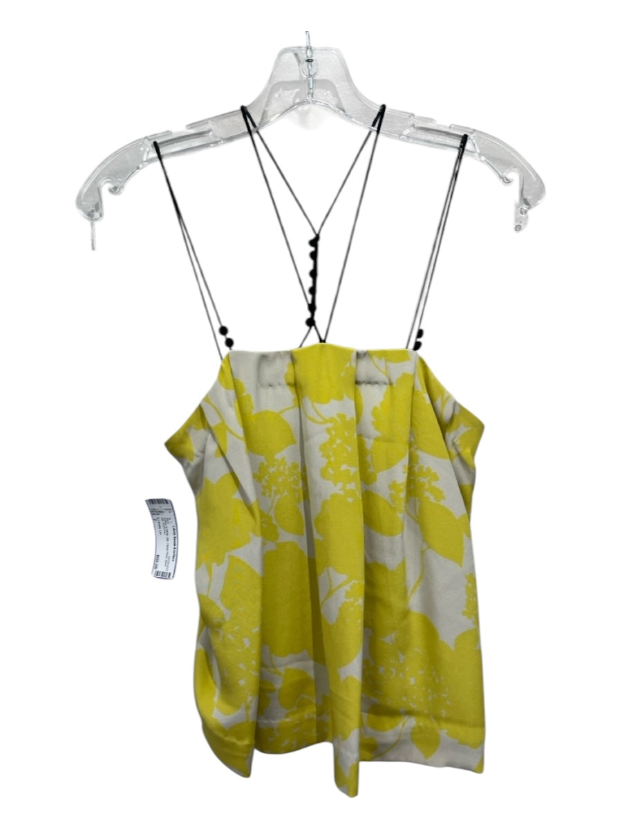 3.1 Phillip Lim Size 2 Yellow & White Silk Floral Pleat Back Zip Skirt