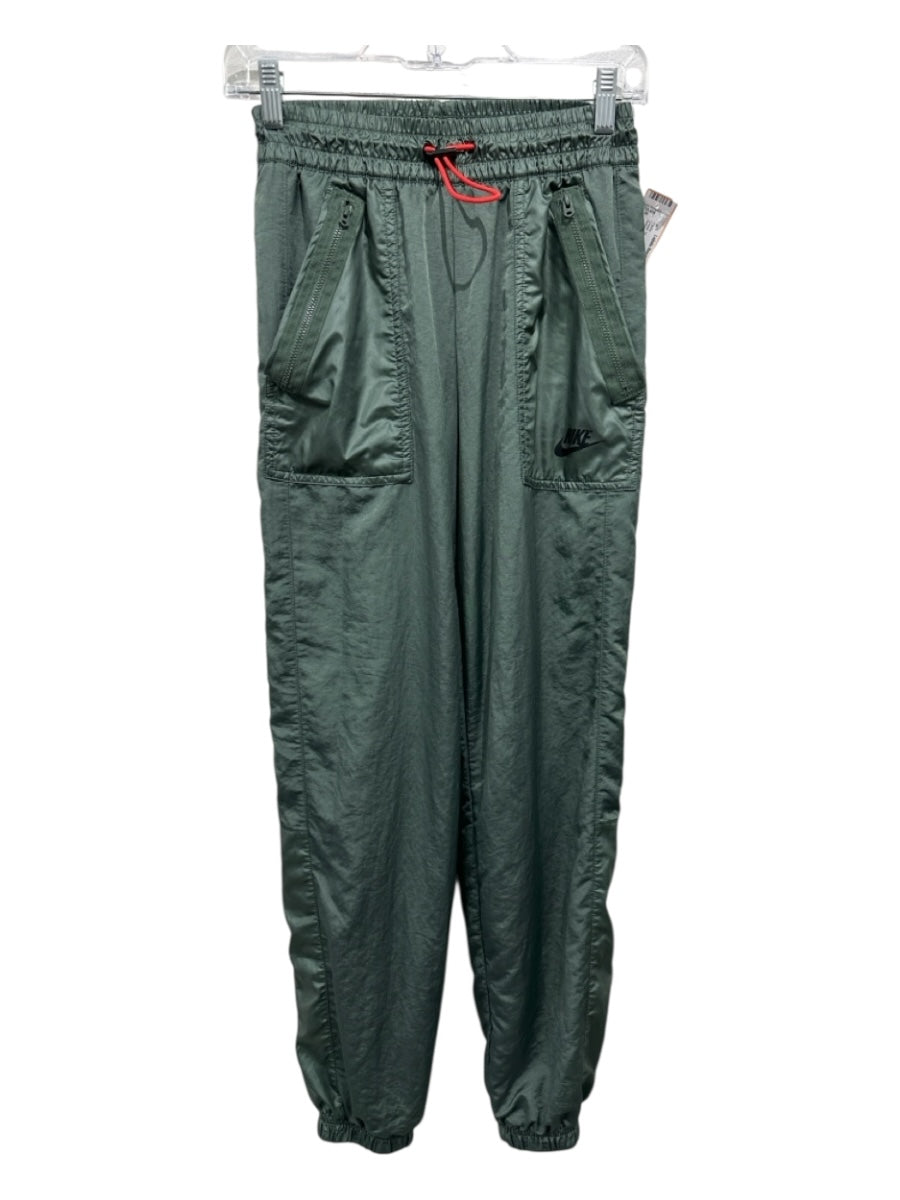 Nike Size XS Green Nylon drawcord Pockets Zip Detail Jogger Pants