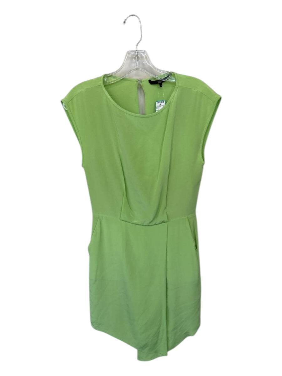 Tibi Size 0 Lime Green Silk Sleeveless Front Pockets Dress