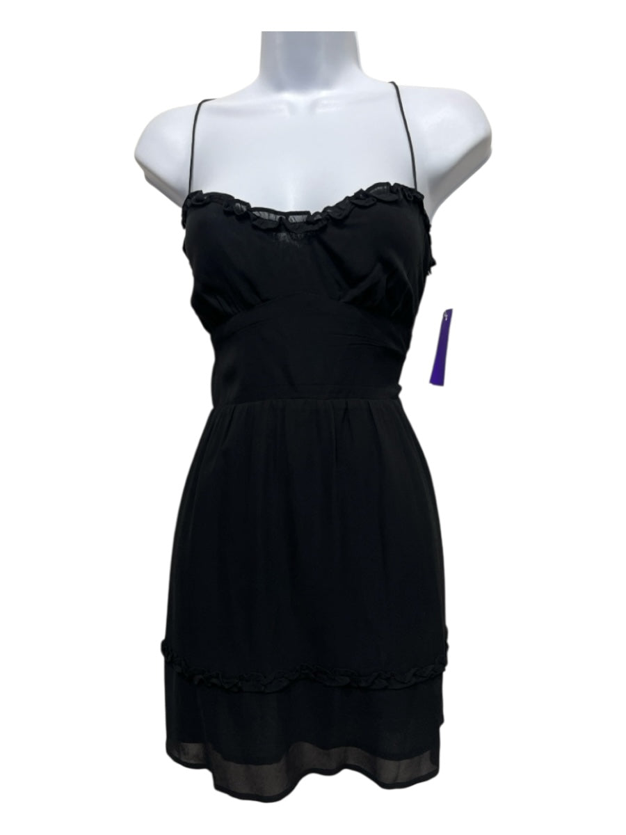 Reformation Size 4 Black Viscose Spaghetti Strap Empire Waist Above Knee Dress